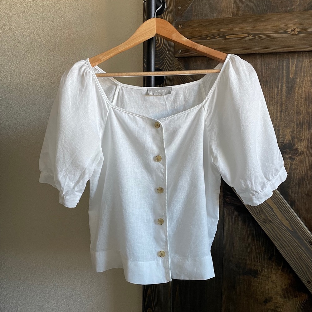 Everlane The Linen Puff Sleeve Top